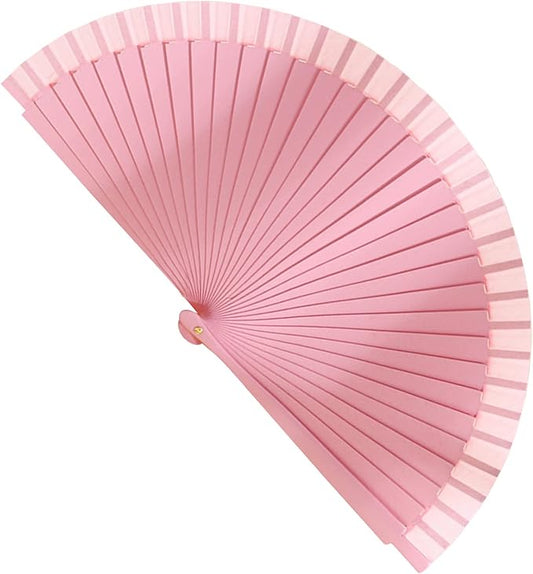 Minimalist Pink Folding Hand Fan – Lightweight Plastic Frame Fabric Fan for Cooling, Performance, Gifts & Events