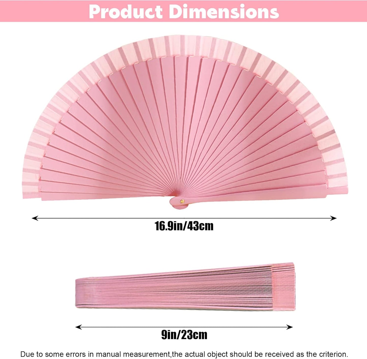 Minimalist Pink Folding Hand Fan – Lightweight Plastic Frame Fabric Fan for Cooling, Performance, Gifts & Events