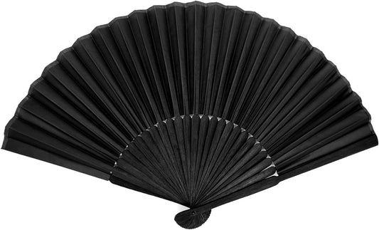 Classic Black Folding Hand Fan – Minimalist Dance & Performance Accessory, Portable Cooling Fan for Daily Use or Stage
