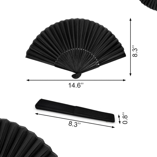 Classic Black Folding Hand Fan – Minimalist Dance & Performance Accessory, Portable Cooling Fan for Daily Use or Stage