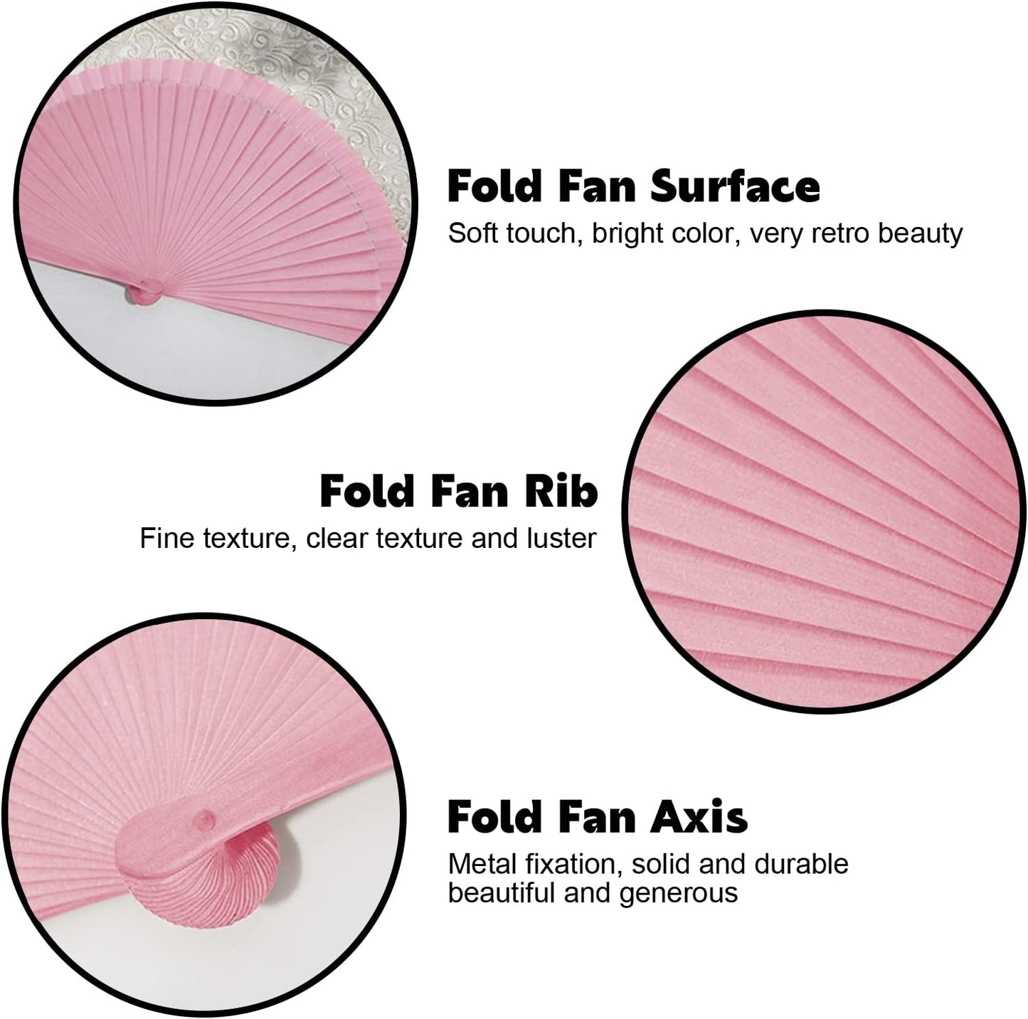 Minimalist Pink Folding Hand Fan – Lightweight Plastic Frame Fabric Fan for Cooling, Performance, Gifts & Events